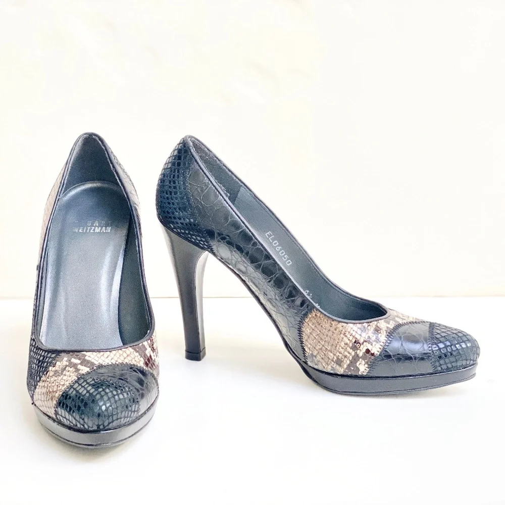 Stuart Weitzman Snakeprint Heels Size 6.5 - Picture 3 of 12